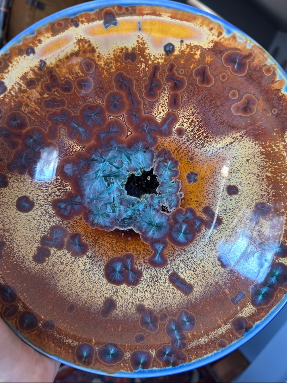 Edgecomb Pottery Crystalline glaze bowl. Handmade, artisan, rustic kitchen decor - Picture 2 of 11